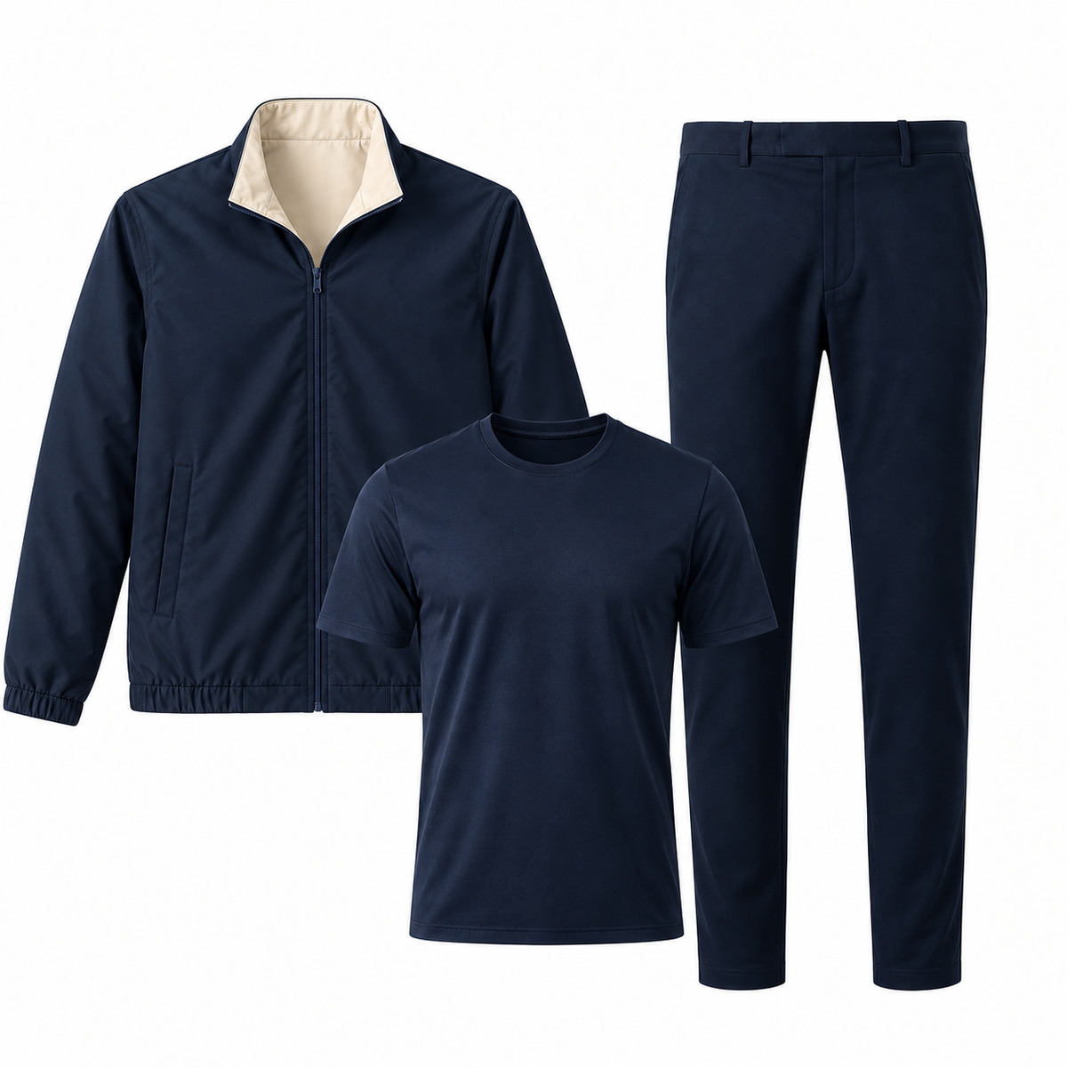 The Structured Jacket Set - Navy Blue