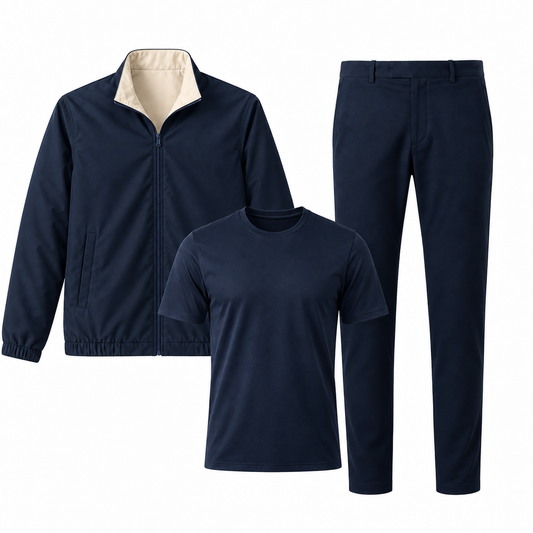 The Structured Jacket Set - Navy Blue