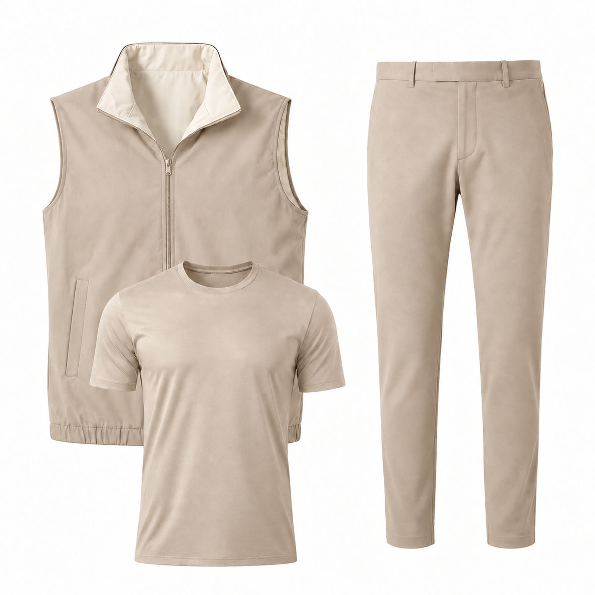 Triple Gilet Layering Set Beige