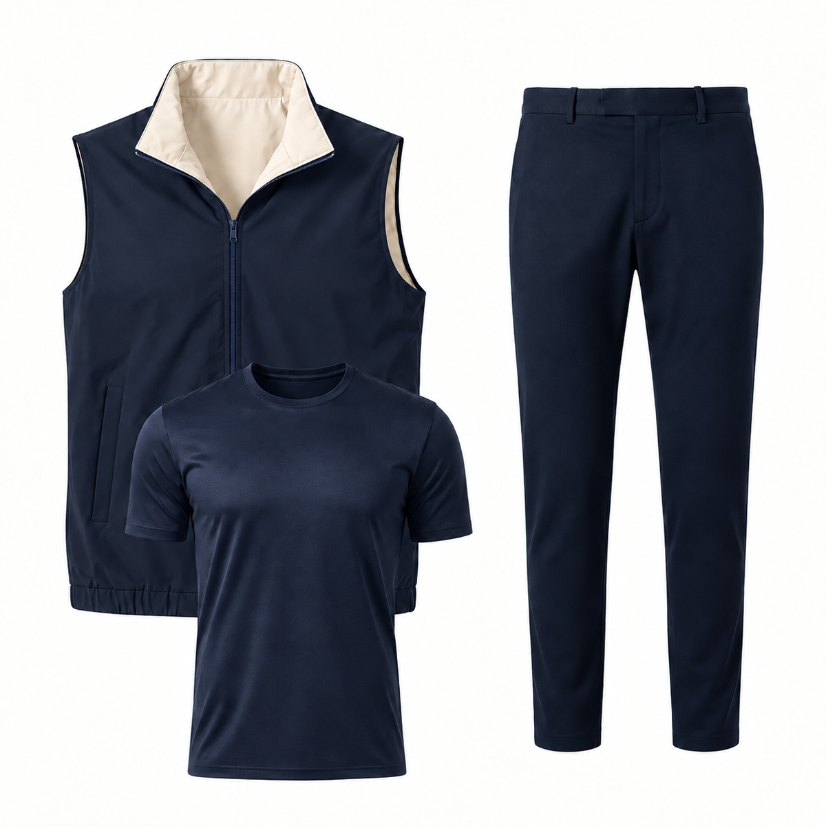 Triple Gilet Layering Set Navy
